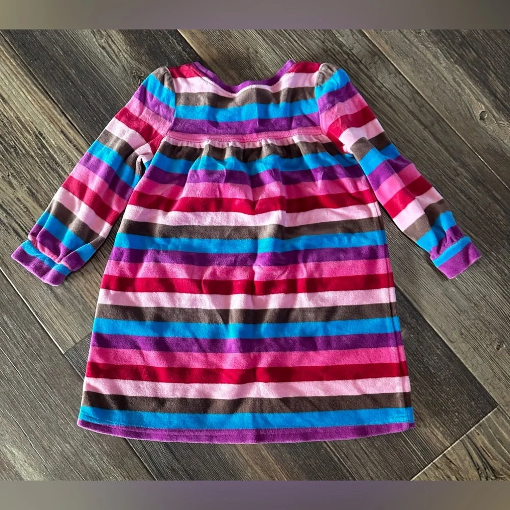 OshKosh Vintage velour rainbow striped long sleeve dress toddler girls 2T